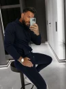 Komplet męski OLAVOGA LONG LOGO 2026 granatowy - maWer Fashion