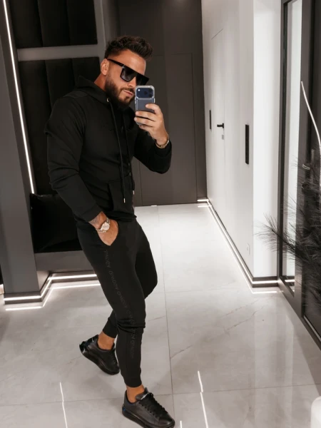 Komplet męski OLAVOGA LONG LOGO 2026 czarny - maWer Fashion