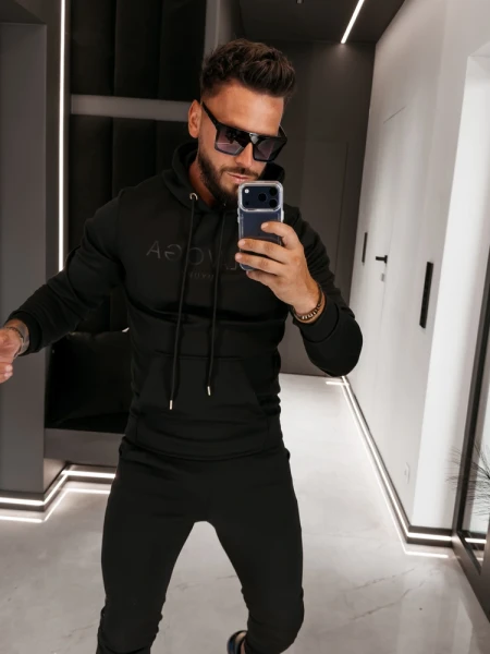Komplet męski OLAVOGA LONG LOGO 2026 czarny - maWer Fashion
