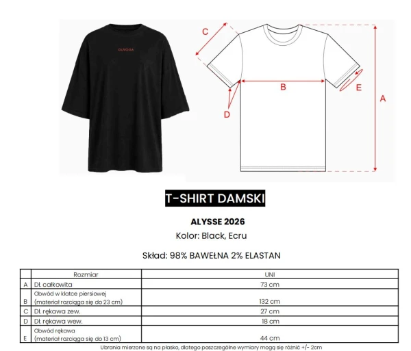 T-shirt damski OLAVOGA ALYSSE 2026 czarny - maWer Fashion