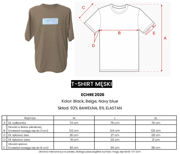 T-shirt męski OLAVOGA ECHRE 2026 beżowy - maWer Fashion