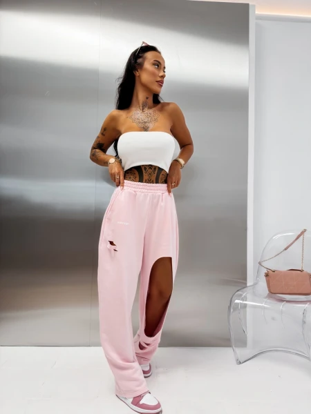 Spodnie damskie OLAVOGA VERANE 2026 pudrowy róż - maWer Fashion