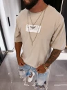 T-shirt męski OLAVOGA ECHRE 2026 beżowy - maWer Fashion