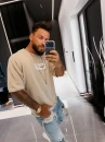 T-shirt męski OLAVOGA ECHRE 2026 beżowy - maWer Fashion