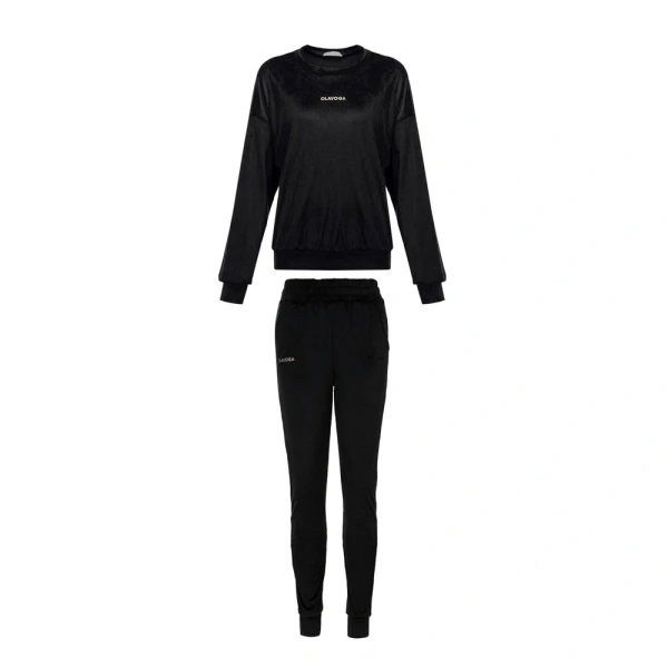 VELVWelurowy komplet damski OLAVOGA VELVET ASH 2025 - czarny - maWer Fashion