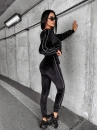 Welurowy komplet damski OLAVOGA DRESSY czarny - maWer Fashion