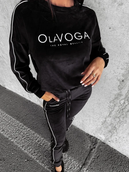 Welurowy komplet damski OLAVOGA DRESSY czarny - maWer Fashion