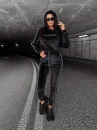 Welurowy komplet damski OLAVOGA DRESSY czarny - maWer Fashion