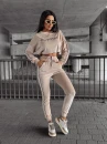 Welurowy komplet damski OLAVOGA DRESSY beż - maWer Fashion
