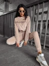 Welurowy komplet damski OLAVOGA DRESSY beż - maWer Fashion