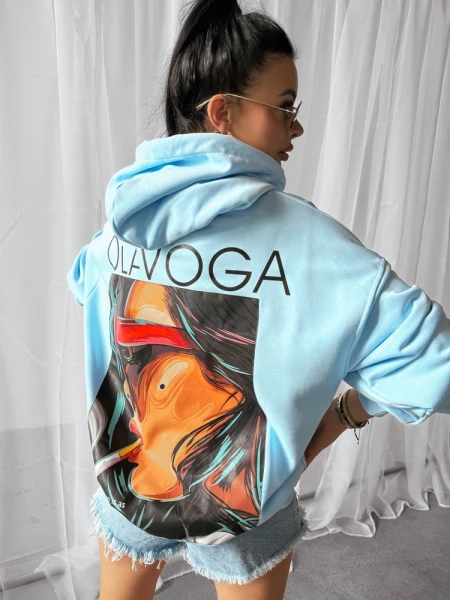 Bluza damska OLAVOGA COLLAGE 2025 niebieska - maWer Fashion