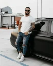 T-shirt męski OLAVOGA SWEET PEONY 2025 ecru - maWer Fashion
