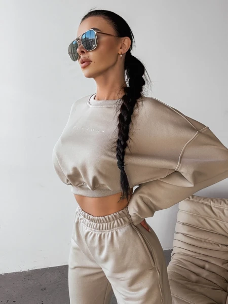 Komplet damski OLAVOGA TIPSY 2025 beżowy - maWer Fashion