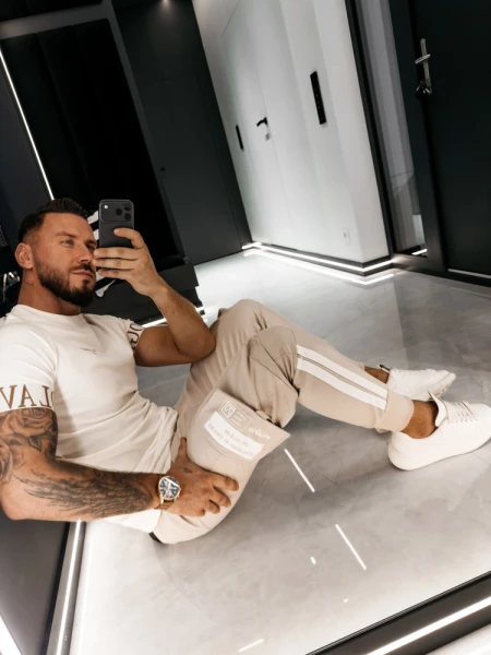 Spodnie męskie OLAVOGA CASTON 2026 beż - maWer Fashion