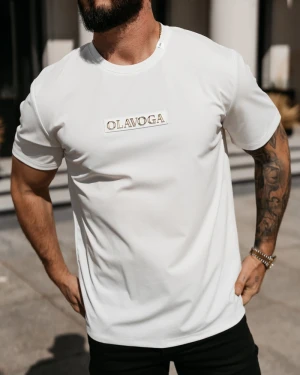 OUTLET T-shirt męski OLAVOGA SOBRE 2026 biały - produkt ze skazą