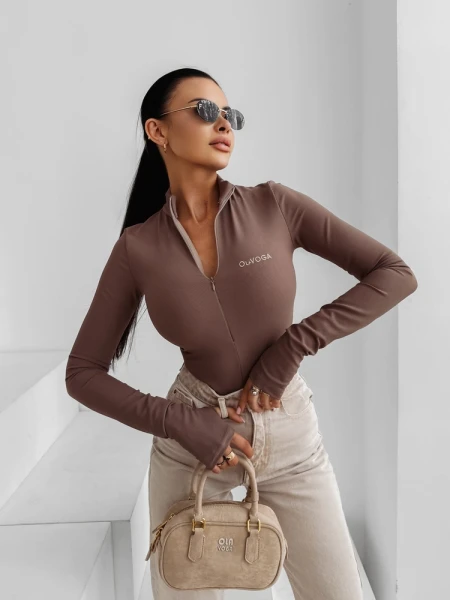 Body damskie OLAVOGA ESSENTIAL RIB 2025 latte - maWer Fashion