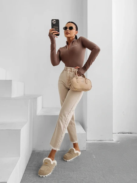 Body damskie OLAVOGA ESSENTIAL RIB 2025 latte - maWer Fashion