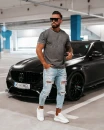 T-shirt męski OLAVOGA ETCHER MEN ciemny  szary  - maWer Fashion