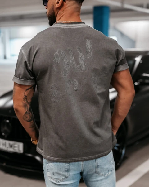 T-shirt męski OLAVOGA ETCHER MEN ciemny  szary  - maWer Fashion