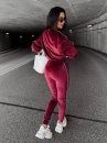 Welurowy komplet damski OLAVOGA DRESSY bordo - maWer Fashion