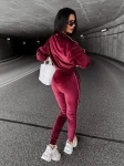 Welurowy komplet damski OLAVOGA DRESSY bordo - maWer Fashion