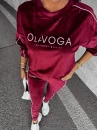Welurowy komplet damski OLAVOGA DRESSY bordo - maWer Fashion