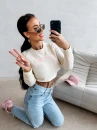 Sweter damski OLAVOGA ZAIO 2026 ecru - maWer Fashion