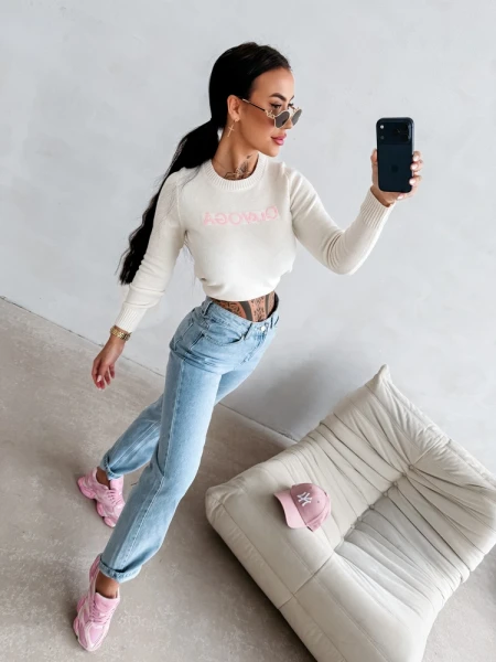 Sweter damski OLAVOGA ZAIO 2026 ecru - maWer Fashion