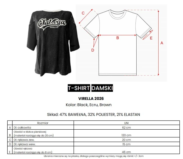 T-shirt damski OLAVOGA VIRELLA 2026 brąz - maWer Fashion