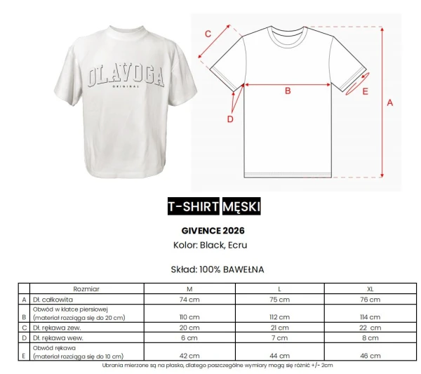 T-shirt męski OLAVOGA GIVENCE 2026 ecru - maWer Fashion