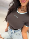 T-shirt damski OLAVOGA MALIA 2026 brąz - maWer Fashion