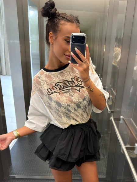 T-shirt damski OLAVOGA VIRELLA 2026 ecru - maWer Fashion