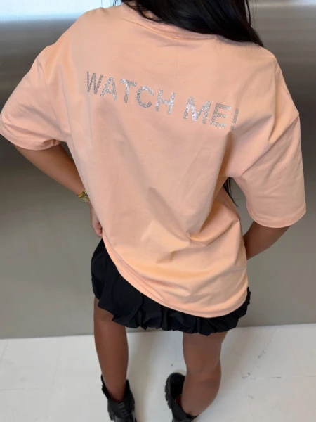T-shirt damski OLAVOGA VERDI 2026 brzoskwiniowy - maWer Fashion