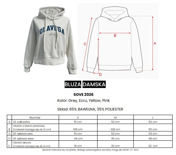 Bluza damska OLAVOGA SOVE 2026 żółta - maWer Fashion