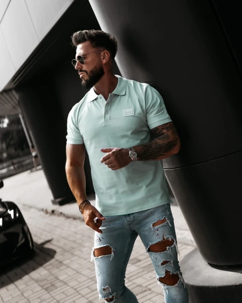 T-shirt męski OLAVOGA BALARDI 2026 miętowy - maWer Fashion