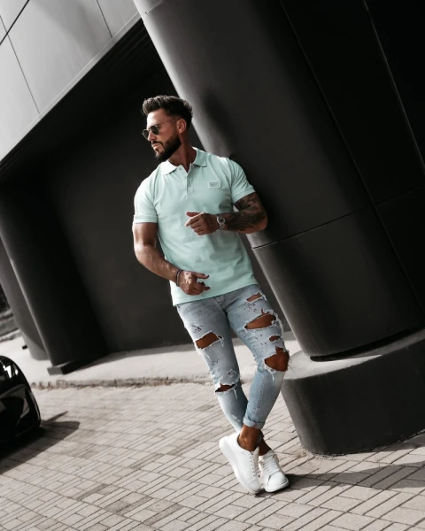 T-shirt męski OLAVOGA BALARDI 2026 miętowy - maWer Fashion