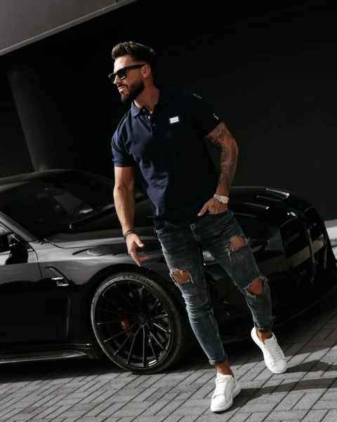 T-shirt męski OLAVOGA BALARDI 2026 granatowy - maWer Fashion