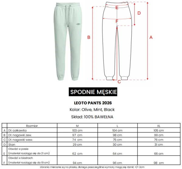 Spodnie męskie OLAVOGA LEOTO PANTS 2026 czarne - maWer Fashion