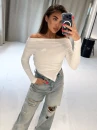 Bluzka damska OLAVOGA MERA 2026 ecru - maWer Fashion