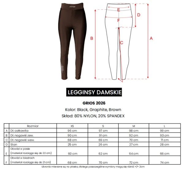Legginsy damskie OLAVOGA GRIOS 2026 brązowe - maWer Fashion