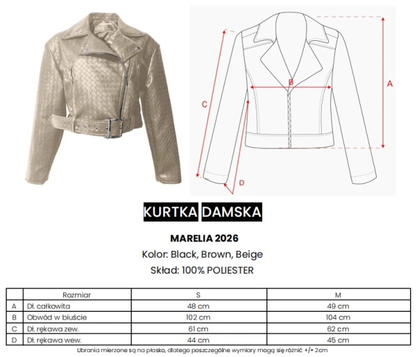 Kurtka damska ramoneska OLAVOGA MARELIA 2026 beżowa - maWer Fashion