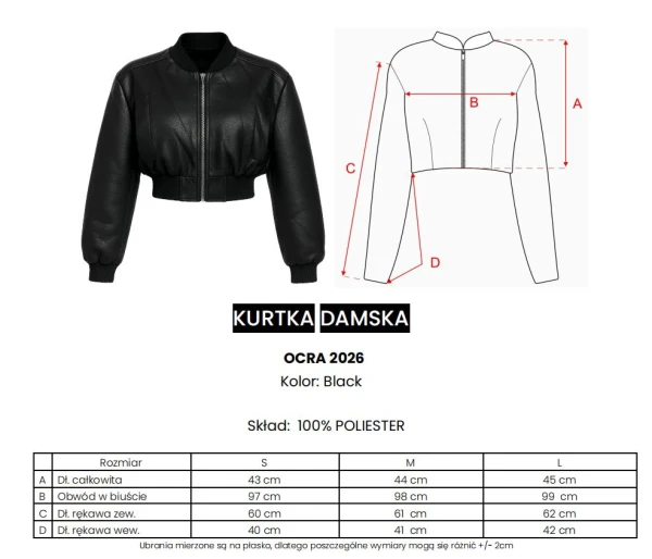 Kurtka bomberka damska OLAVOGA OCRA 2026 czarna - maWer Fashion