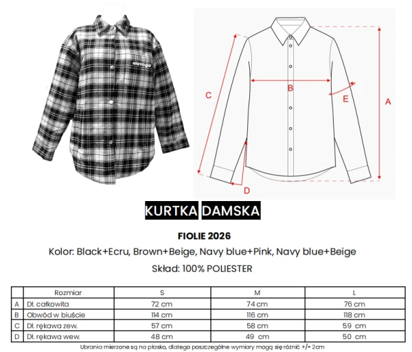 Kurtka damska OLAVOGA FIOLIE 2026 czarny ecru - maWer Fashion