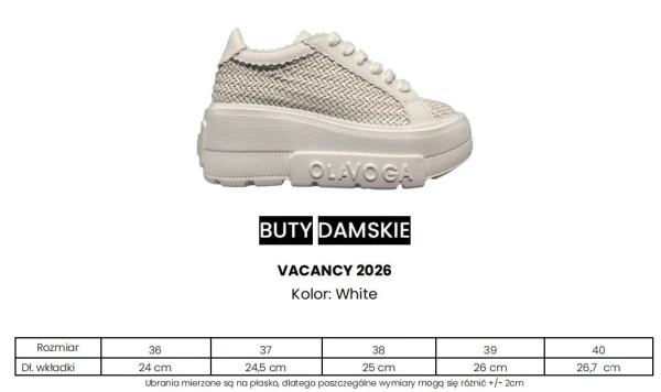 Buty damskie sneakersy OLAVOGA VACANCY 2026 białe - maWer Fashion