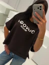 T-shirt damski OLAVOGA KALMA 2026 brąz - maWer Fashion