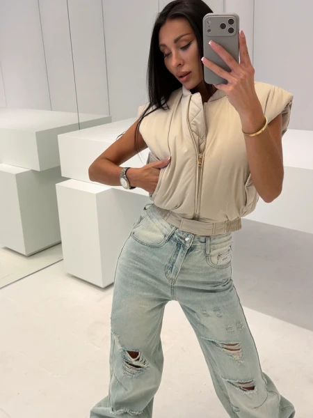 Kamizelka damska OLAVOGA SANTE 2026 beż - maWer Fashion