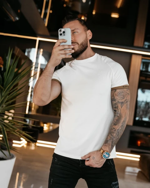 T-shirt męski OLAVOGA RAYSIER 2026 ecru - maWer Fashion