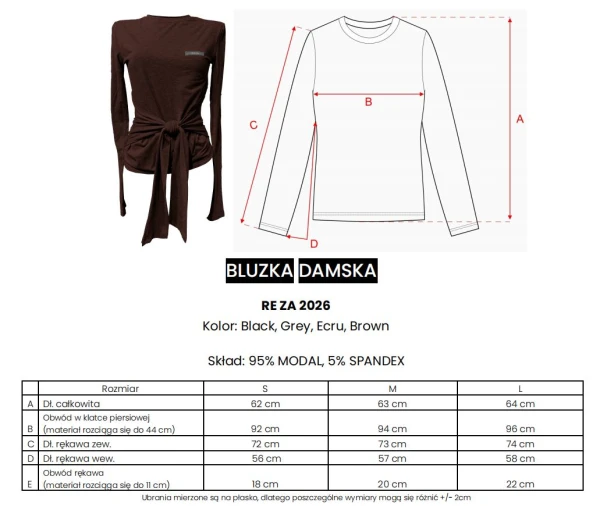 Bluzka damska OLAVOGA RE ZA 2026 brąz - mawershop