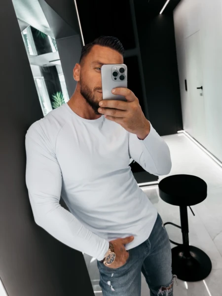 Longsleeve bluzka męska OLAVOGA MIRE 2026 błękit - maWer Fashion