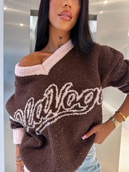Sweter damski OLAVOGA OISO 2026 brązowy - mawershop